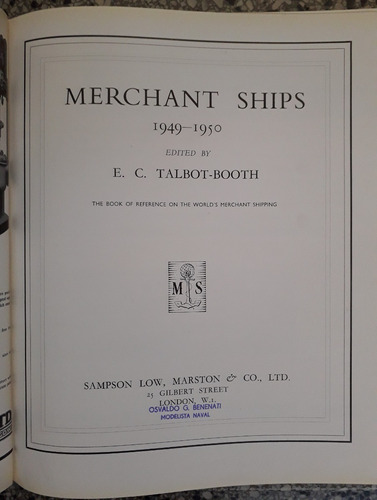 Merchant Ships 1949 1950 Talbot Booth Reference Book 260p