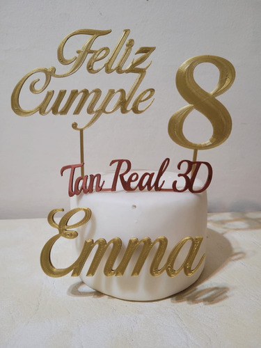 3 Cake Topper  Personalizados, Nombre, Numero, Feliz Cumple