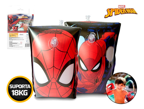 Boia De Braço Inflável Infantil Spiderman Suporta 18kg