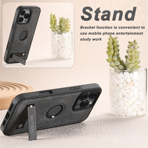 Capa De Couro Com Textura Jeans Para iPhone 15/16