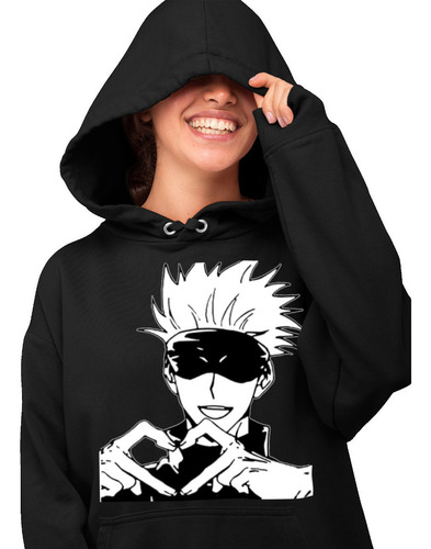 Sudadera Negra Satoru Corazon Gojo Jujutsu