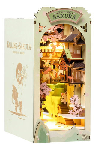 Rolife Diy Book Nook Kit Falling Sakura, Diy Miniature Bookn