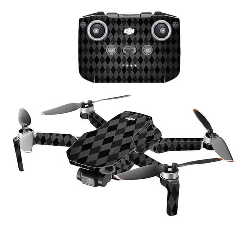 Skin De Vinilo Para Drone Dji Mini 2 - Negro Argyle.