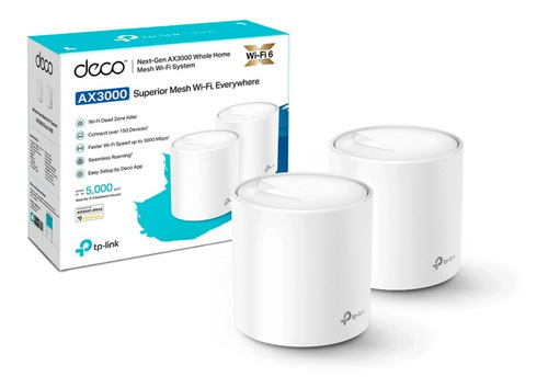 TP-Link Deco X60 Wifi6 Ax3000 System Mesh Pack-2 Cor White Voltage 100v/240V