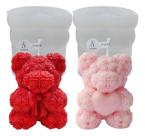 2 Moldes Para Hacer Velas De Oso De Rosas, Molde 3d Para Jab