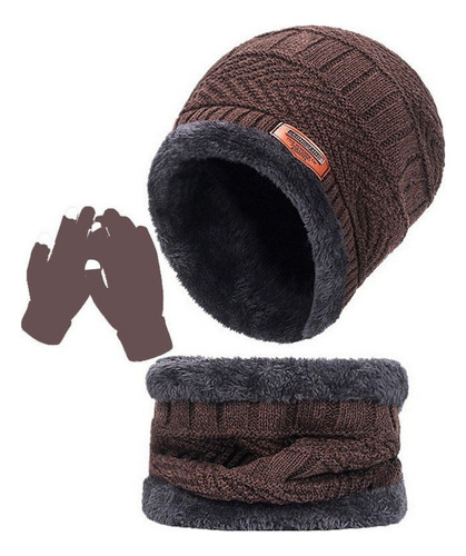 Conjunto De Tres Piezas De Guantes, Bufanda Y Gorro Cálido