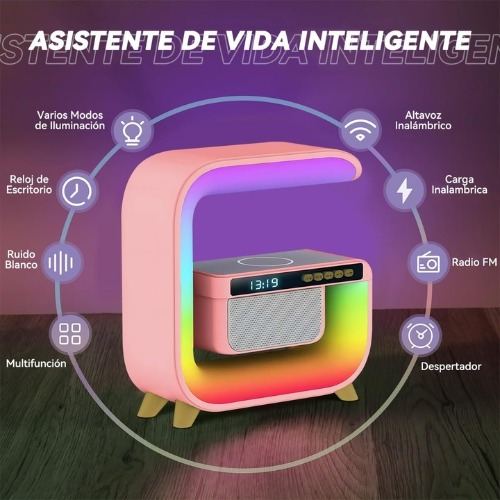 Lámpara Led Corneta, Bluetooth Reloj Despertador Cargador
