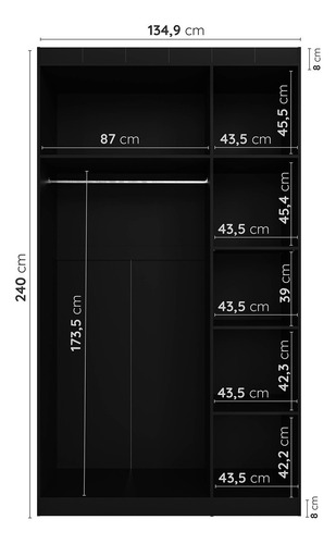 Guarda Roupa Modulado De Canto Com Espelho 6 Portas 3 Wt