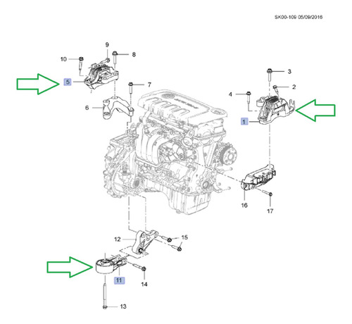 Soportes Motor Cavalier Estandar Ng 1.5 2018 2019 Gm Parts