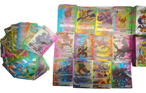 Box Com 55 Cartas De Pokemon Edicao Especial Colorida Cartas Coloridas Vmax Ingles Rainbown