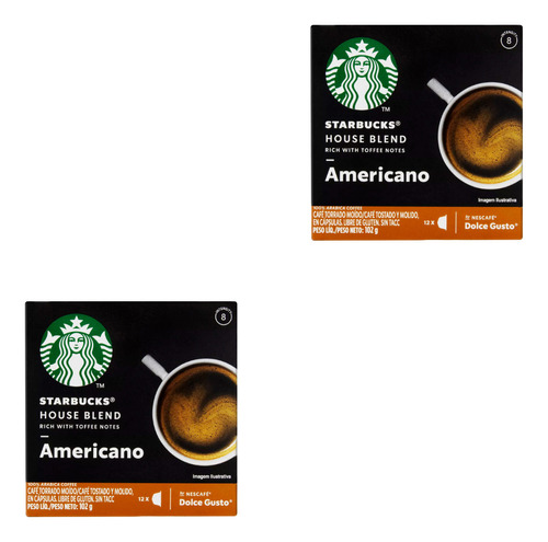 Kit 2 Caixa Starbucks House Blend Americano Dolce Gusto