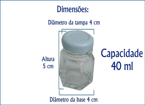 70 Mini Pote De Vidro Sextavado 40ml - Postagem Rápida!