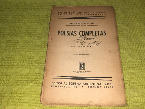 Poesías Completas - Belisario Roldán - Sopena