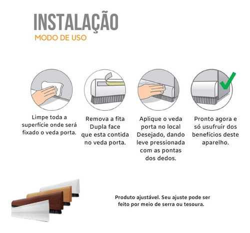 Imagem 6 de 8 de Rodinho Vedador Fácil Instalação Cor Madeira Clara 80 Cm