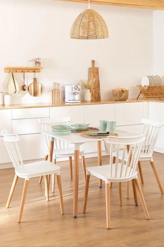 Mesa Comedor Eames Cuadrada 80x80 Madera Pequeña
