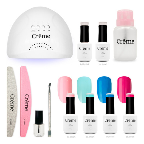 Kit Esmalte Gel Lampara Led Uv Uñas Gelish Crême Manicure