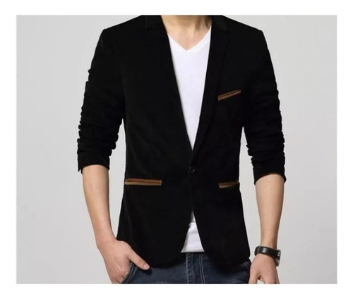 Blazer De Pana Lisa De Corte Ajustado Para Hombre