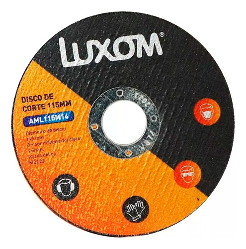 Disco Abrasivo Corte 115x1,6mm Acero Hierro Luxom Pack X10