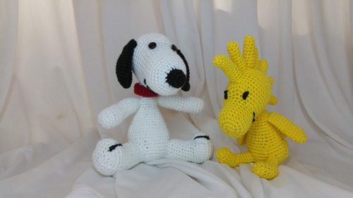Peluches Snoopy & Woodstock Crochet Hermosos 20cm Coleccion