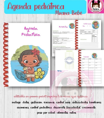 Kit Imprimible 20 Agendas Pediátricas Bebé Editable