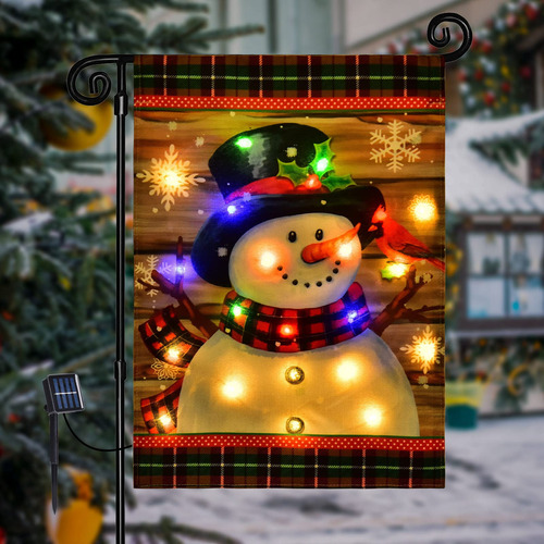 Letrero Decorativo Led Muñeco De Nieve Navideño 30.5x45cm