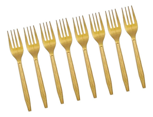 20 Tenedores De Plastico Elegante En Color Dorado