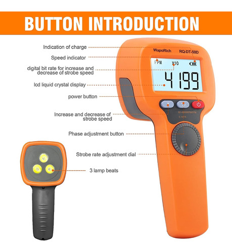 Tacometro Digital De 60rpm A 99.999rpm Tipo Pistola