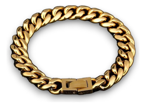 Esclava Brazalete Cubano 10mm Chapado Premium Oro 14k