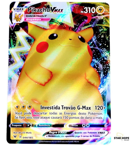  Carta Pokemon 'pikachu Vmax - Original Portugues