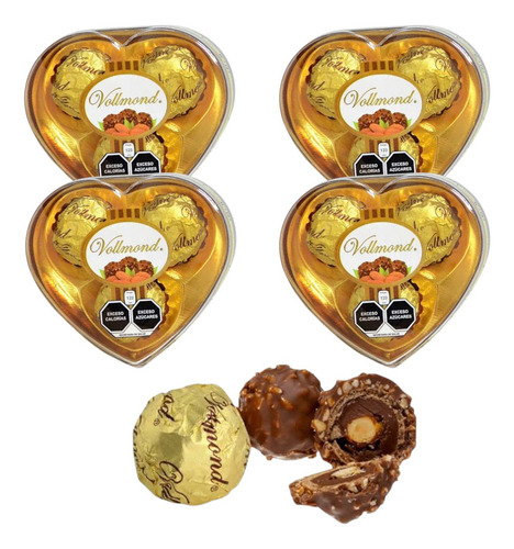 Vollmond Chocolate 3 Corazón De 3pz C/u Oblea Maní Cacao
