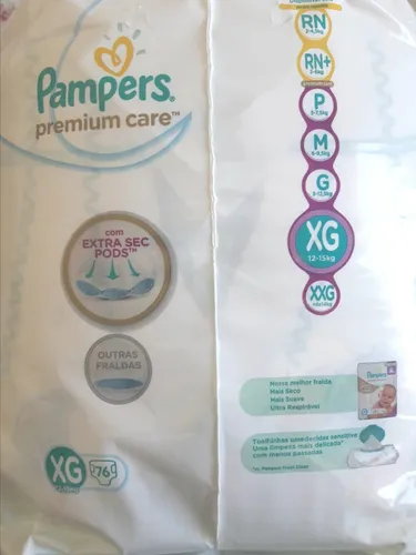 304 Fraldas Xg Pampers Premium Care- Nova Extra Sec Pods