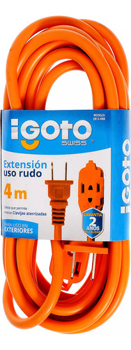 Extension Electrica Uso Rudo 04 Mt 120v 15a Cal. 16  Naranja