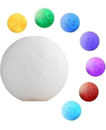 Velador Led Luna Llena Moon Multicolor 12 Cm 7 Colores