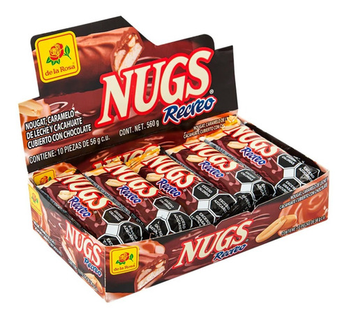Nugs Recreo Nougat Chocolate Caramelo Cacahuate 560 G