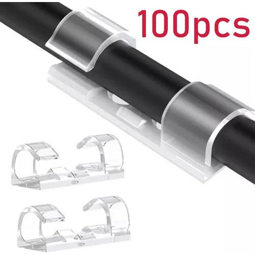 Kit De 100 Clips, Fijador Adhesivo Para Cables Y Alambres.