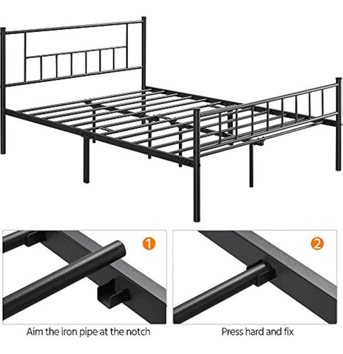 Base De Cama 13 PLG Matrimonial Color Negro Yaheetech