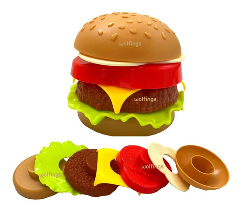 Imagen 5 de 10 de Comida De Juguete Pizza Abrojos Y Hamburguesa Encastre Juego