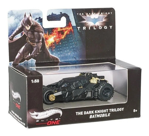 Batimóvil Batman Hot Wheels Elite 1:50 de Batman, color negro