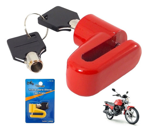 Trava De Roda Anti Furto Para Moto Freio Disco Cadeado Roubo