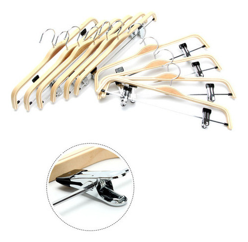 Paquete De 10 Perchas Para Pantalones O Faldas De Madera Con