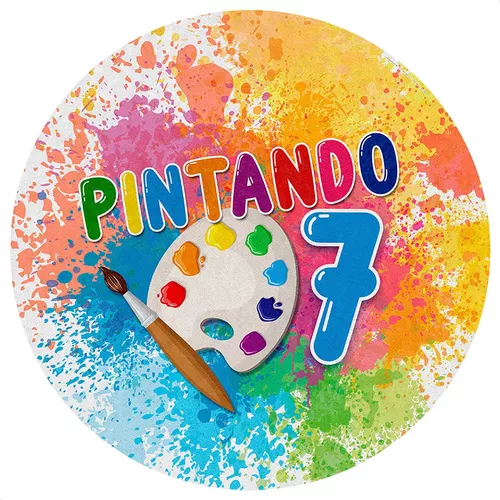 Painel Redondo Festa Tecido Pinturas Pintando 7 1,5m