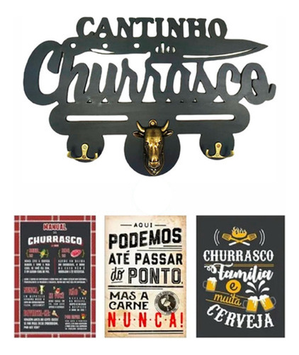 Cantinho Do Churrasco Churrasqueira + Abridor + 3 Placas 