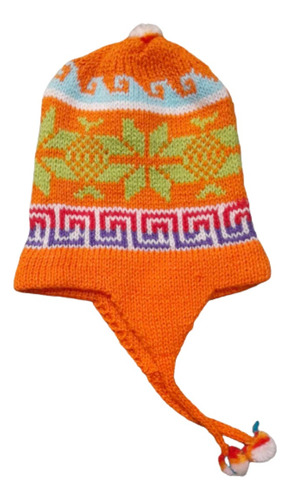 Imagen 5 de 10 de Gorro Coya Chullo Lana De Alpaca Niños Andino De 1 A 2 Años