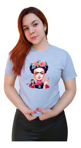 Polera Dama Estampada 100%algodon Diseño Frida Exclusivo 544