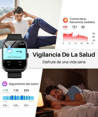 Reloj Inteligente Mujer Hombre Asistente De Voz Smartwatches Pantalla Curva De 2,01 Reloj Inteligente Señora Caballero Deportes Jioye Waier Negro Negro Negro