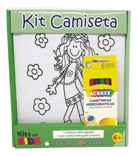 Kit Pintura Em Camiseta Menina Tamanho P De 4 A 6 Anos