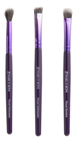 Kit De Pincéis Faciais Para Olhos Linha Degradê Marco Boni Cor Roxo