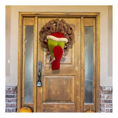 Corona De Flores De Ladrón Del Grinch Para Decoración De Árb