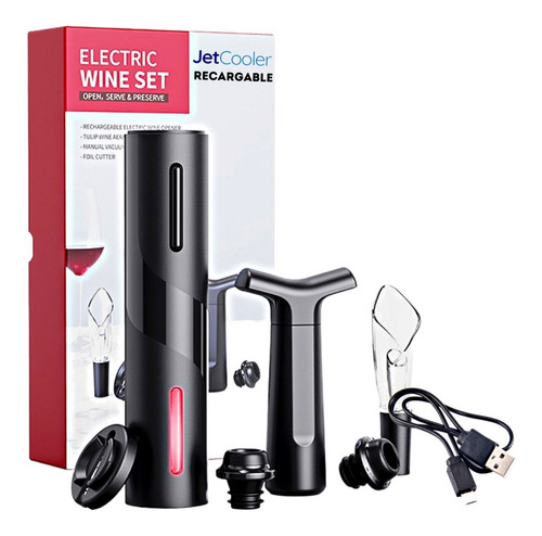 Kit Vino Premium Sacacorcho Eléctrico Decantador Bomba Vacío