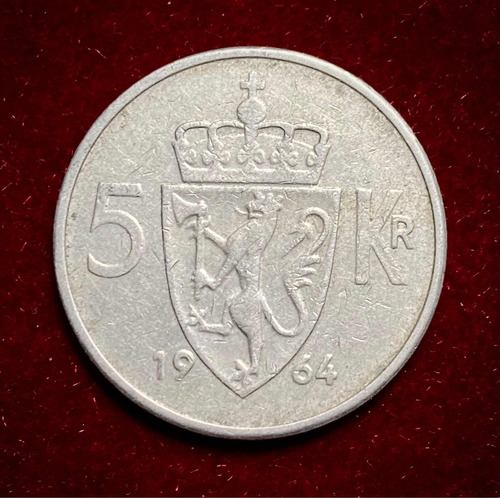 Moneda 5 Coronas Noruega 1964 Km 412 Olaf 5